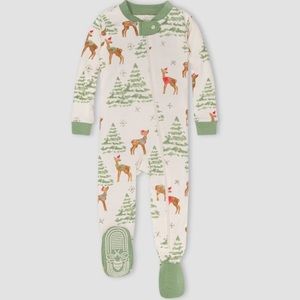NWT Burt’s Bees Baby Winter Deer Pajamas Jammies Sleeper